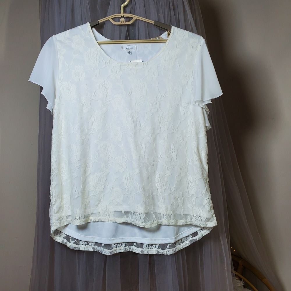 Shannon Ford Whimsical Floral Lace Short Sleeve Top Boho Fairy Cottage Party 3X